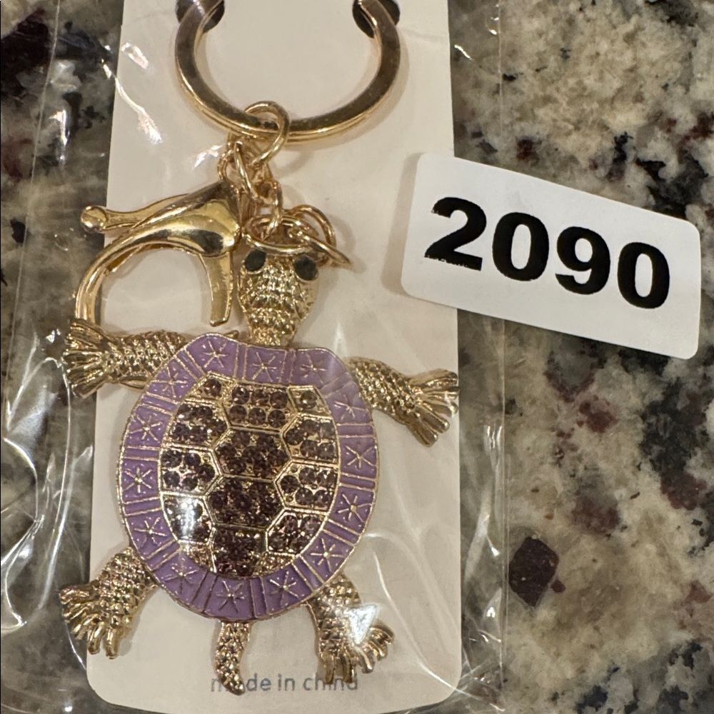 2090‎ Rhinestone, Turtle Key Ring & Bag Charm - Picture 2 of 2